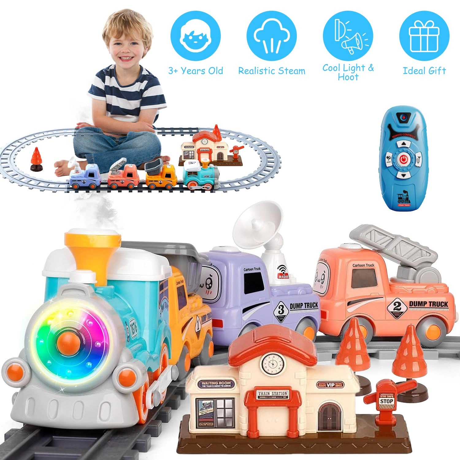 GBruno Remote Control Electric Train Set With Smoke