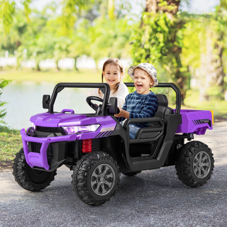 Hivvago 12V Kids Ride On Truck Car with Remote Control and 2 Seaters