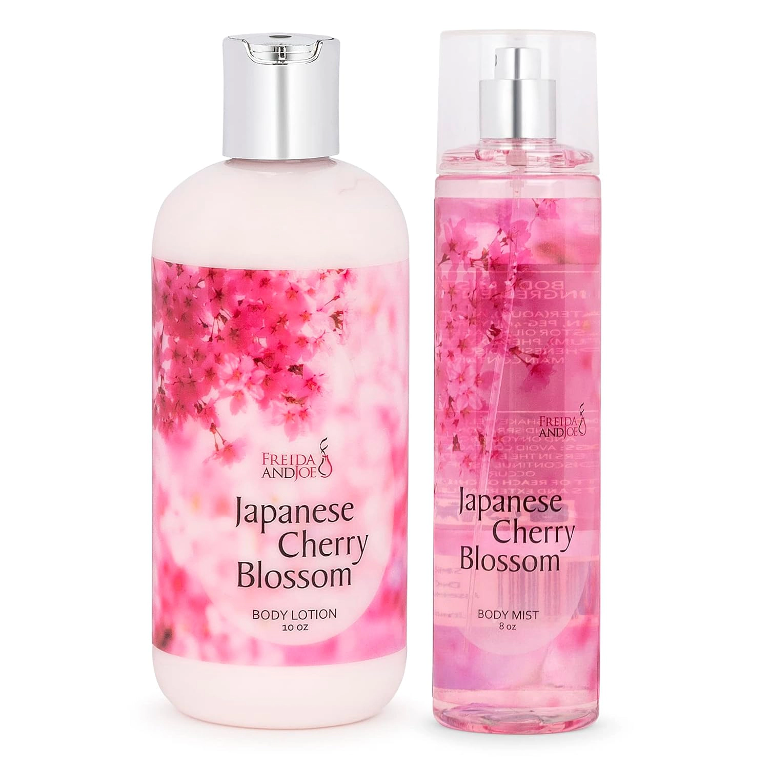 Freida and Joe 10oz Deep Moisturizing Fragrance Body Lotion & 8 oz. Fine Fragrance Body Mist Cherry Blossom Set