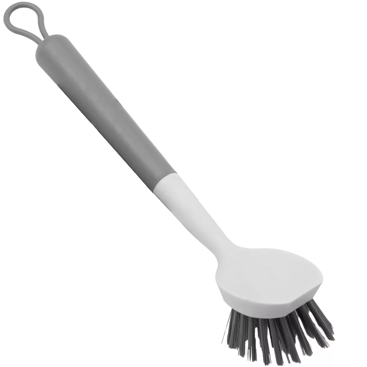 OU Cleaning Scrub Brush, Heavy Duty Cleaning Brush for Bathroom & Kitchen, Nonslip Silicone Grip Handle Built-In Scraper