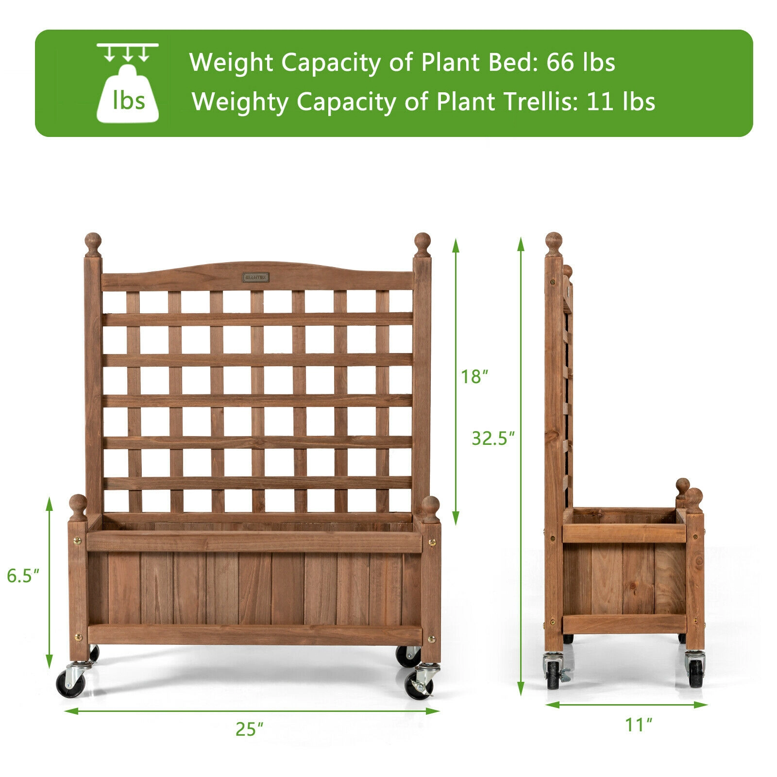 Slickblue Outdoor Wooden Raised Garden Planter with Trellis
