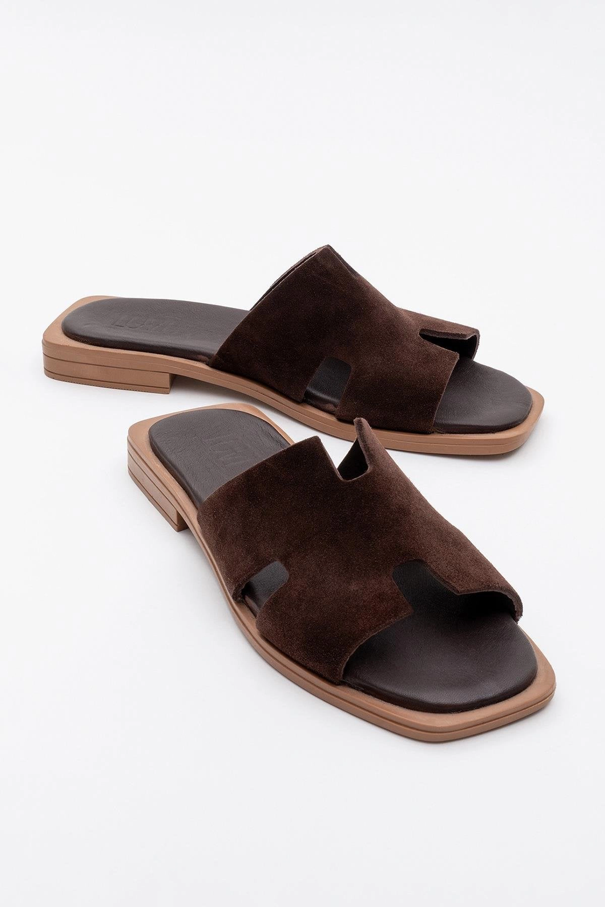 Forever & Always Womens Jez Leather Slide Sandals