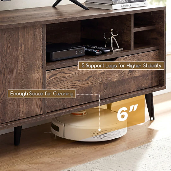 Hivvago Tv Stand For Tvs Up To 65 Inches Rustic Entertainment Center