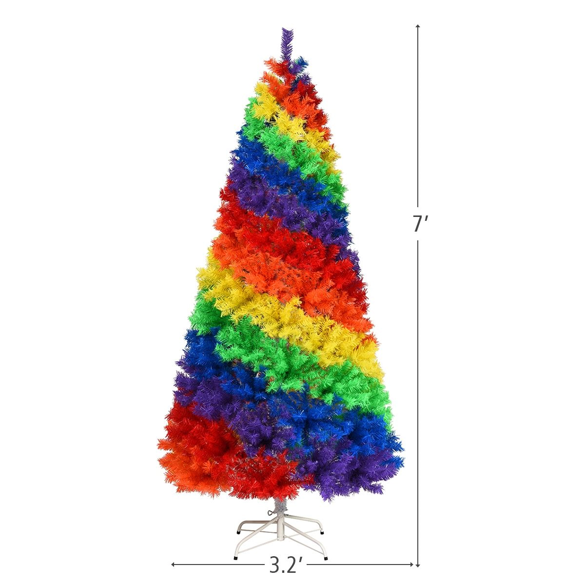SlickBlue 7 Ft Multicolor Christmas Tree with Hinged Branches and Stand