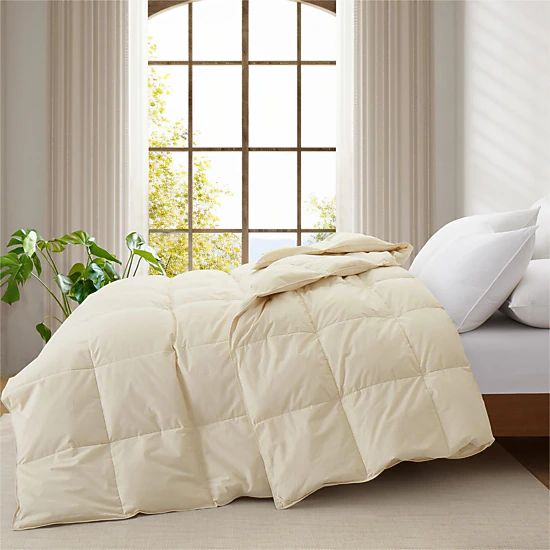 Unikome 300 TC Organic Cotton Goose Down Feather Fiber Comforter for Luxurious All Season Comfort