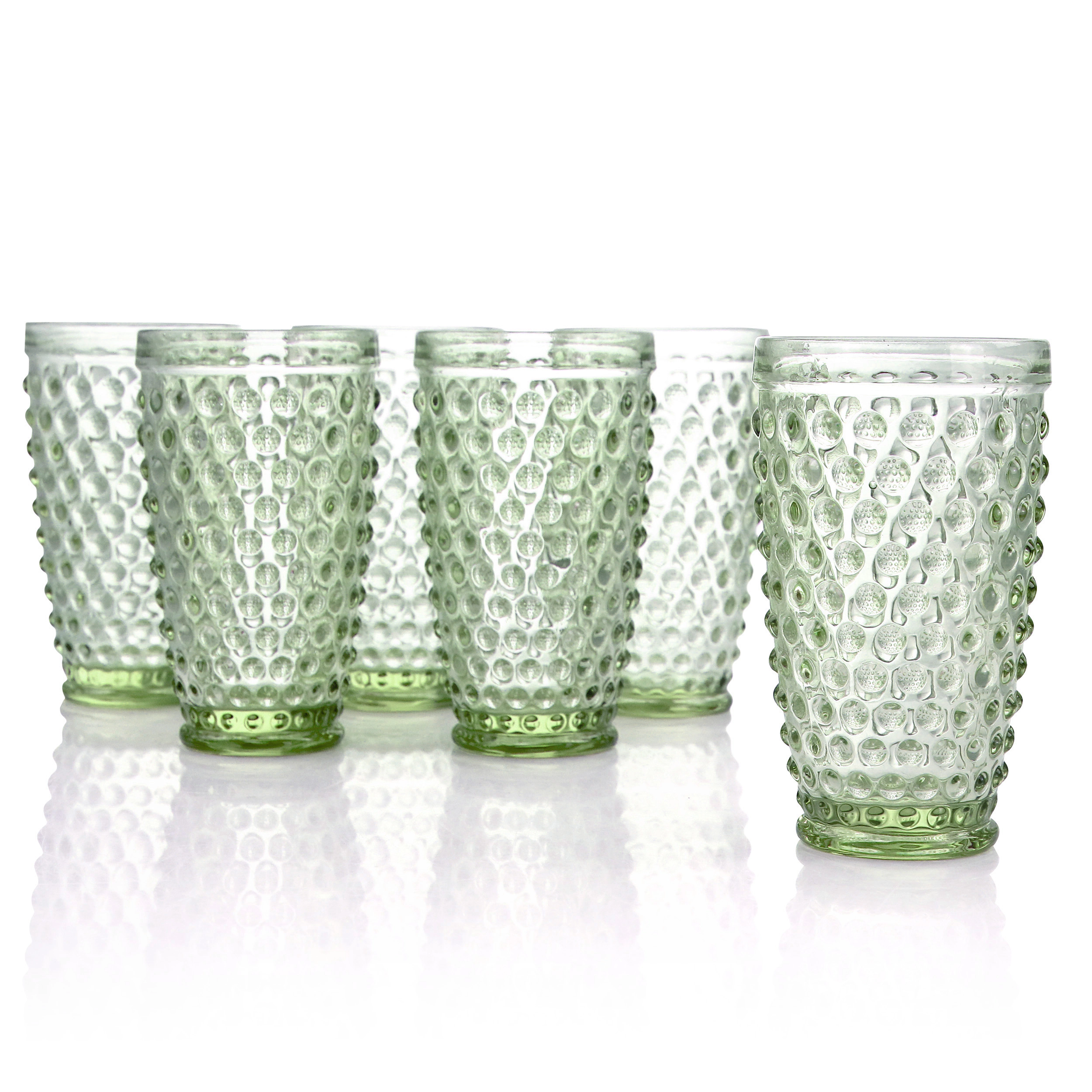 Martha Stewart 6 Piece Hobnail Handmade Glass Tumbler Set
