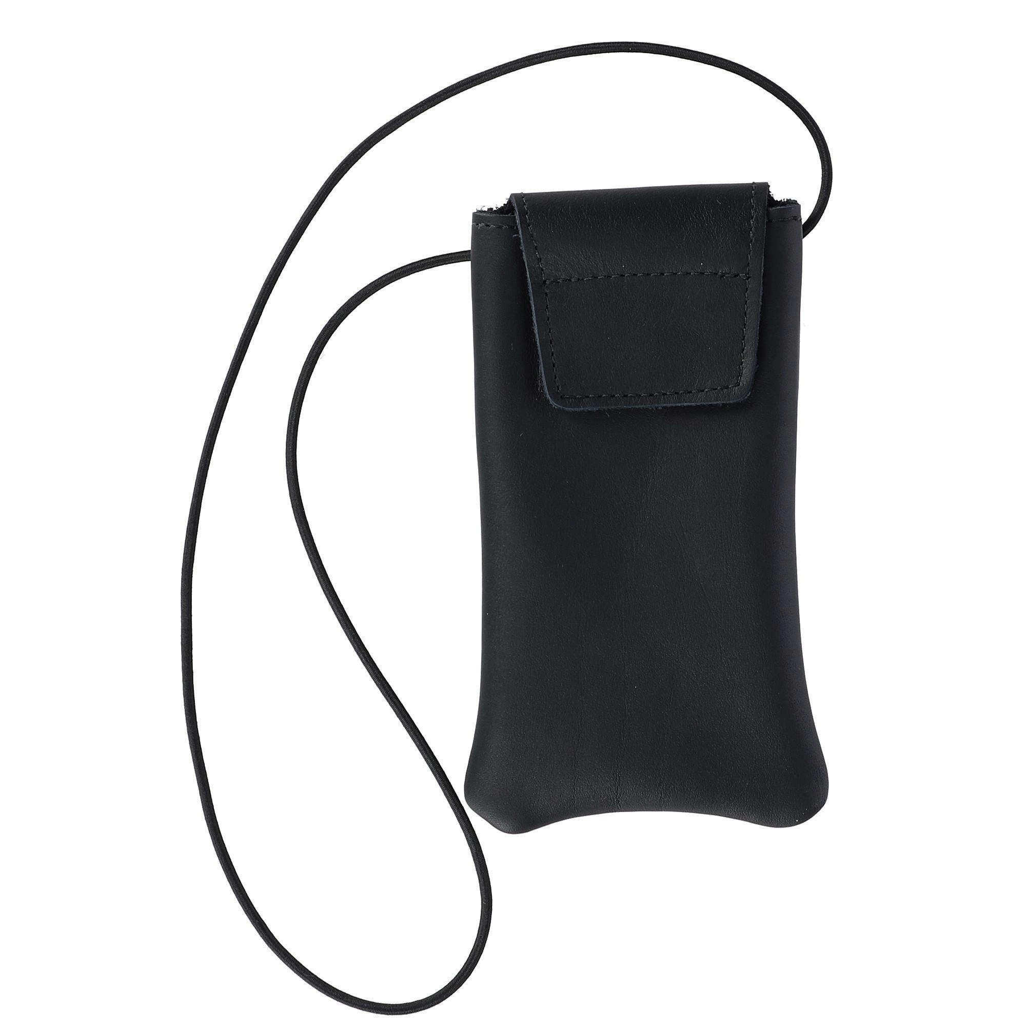 Boston Leather Solid Leather Eyeglass Case with Neck String