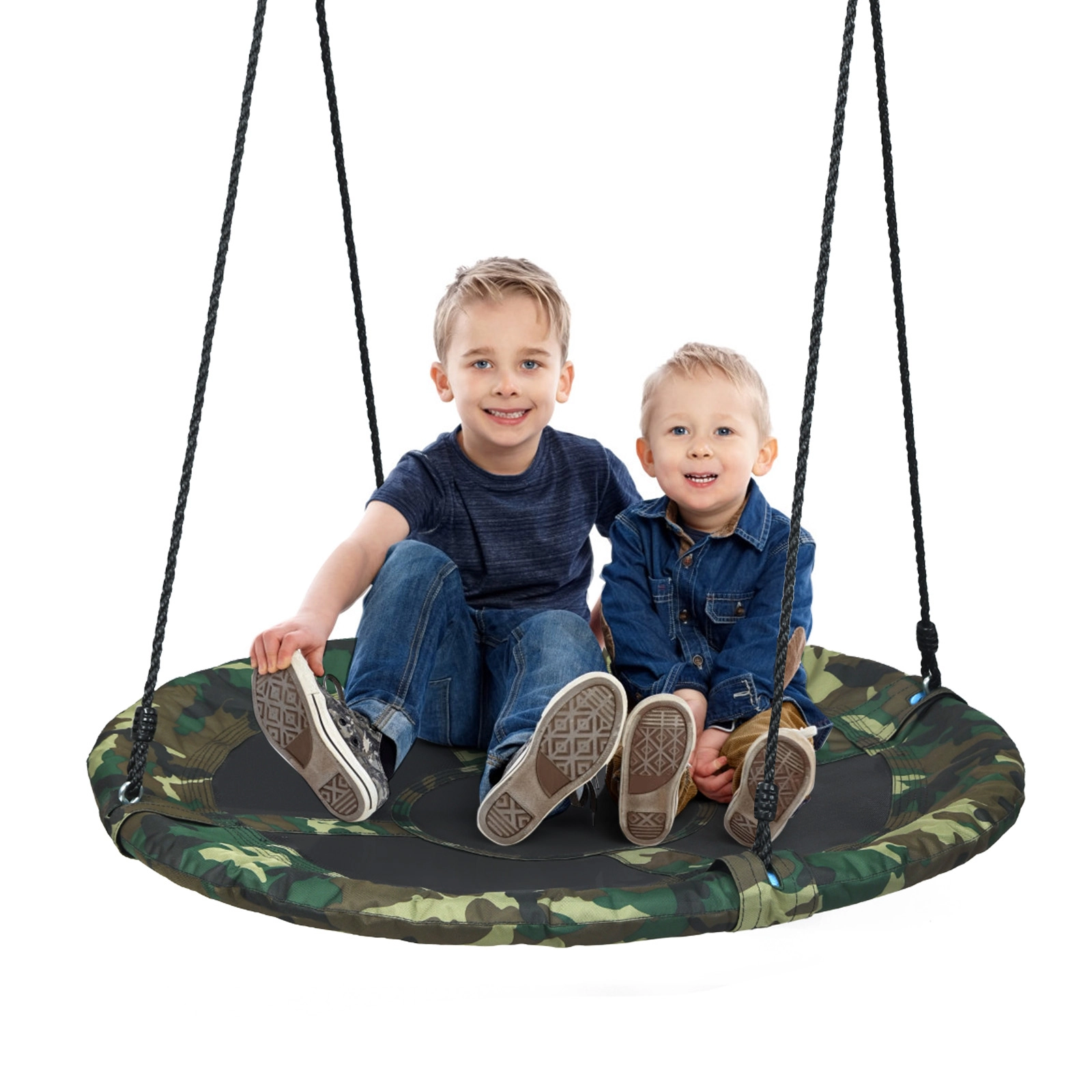 SUGIFT 40-in Flying Saucer Tree Swing Outdoor Play Set 330-lb Capacity Ages 3+ Camouflage Green
