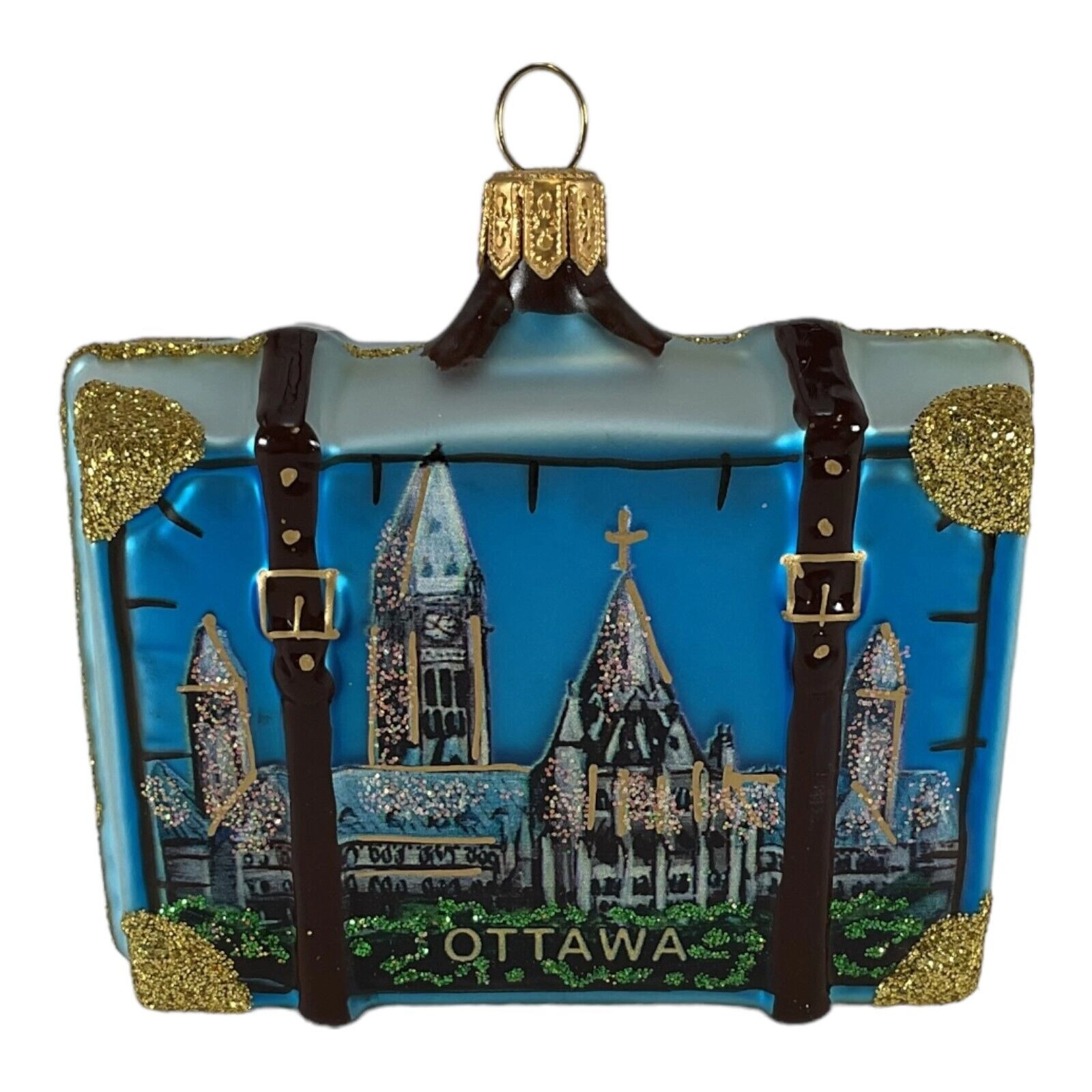 Pinnacle Peak Trading Company Ottawa Canada Travel Suitcase Polish Glass Christmas Ornament