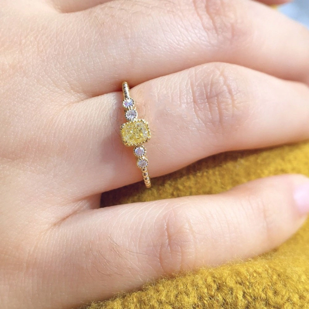 Women's Brilliant Exquisite Yellow Cubic Zirconia Engagement Ring