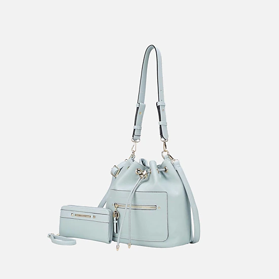 Mia K Collection Larissa Pebbled Vegan Leather Bucket Bag with