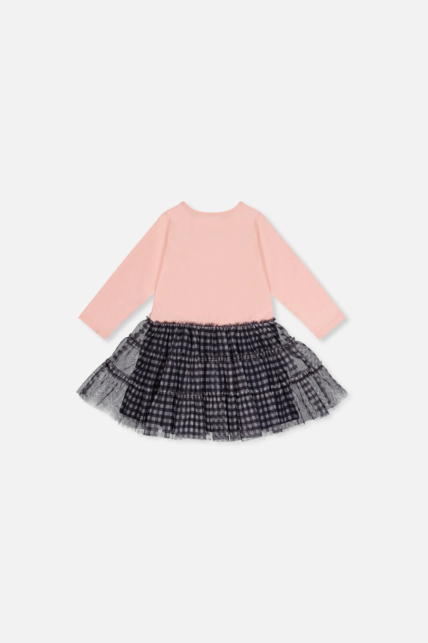 Deux par Girls Fairy Graphic & Gingham Bi-Material Dress