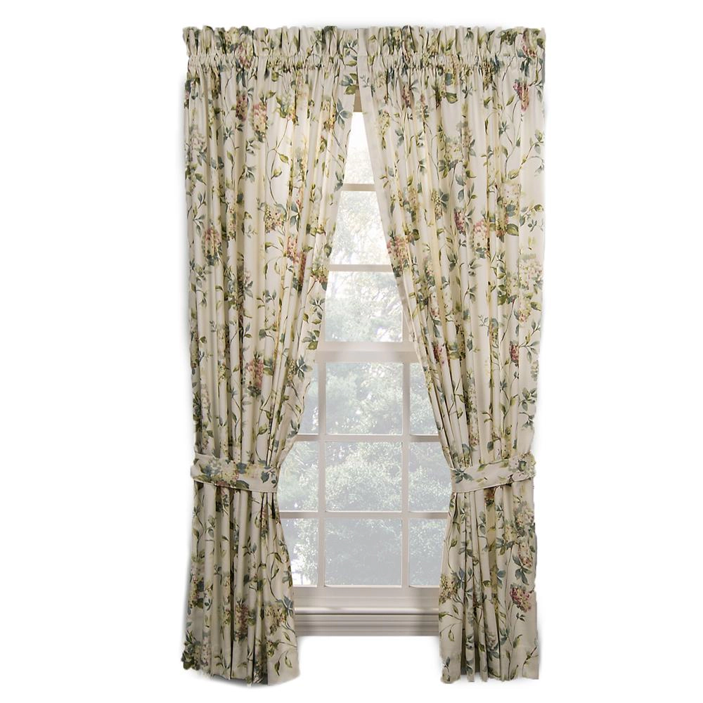 Ellis Curtain Abigail 100 Percent High Quality 2PC Window Rod Pocket Panel Pairs With 2 Tie Backs 90" x 84" Multicolor