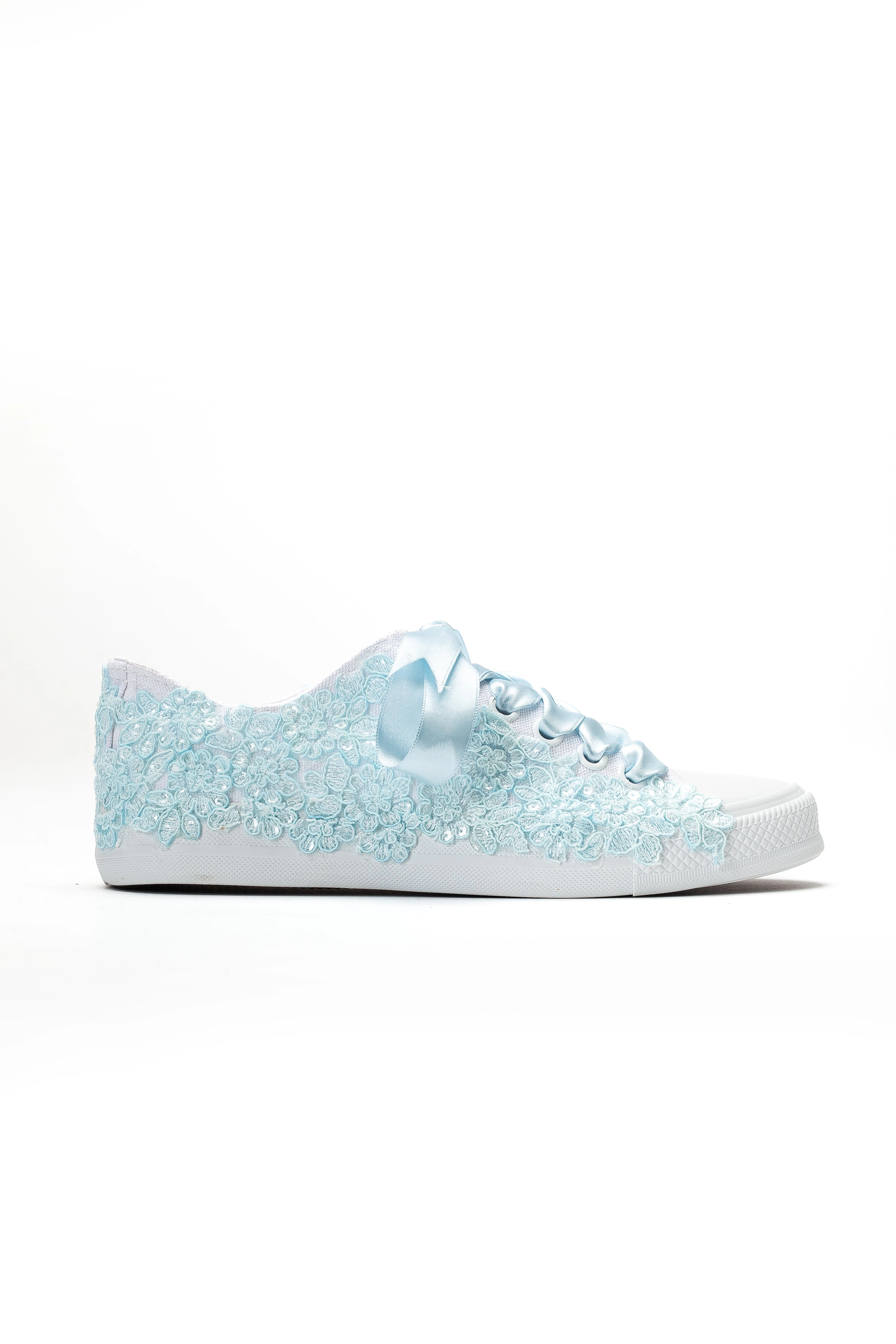 Forever & Always Womens Azure Lace Bloom Bridal Sneaker