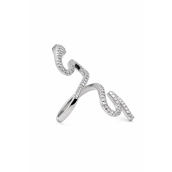 AGP Paris Women's Pave Snake Coiled Ring, Color: Silver-coloured