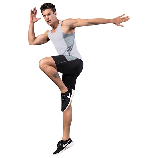 Anna-Kaci Men's Sleeveless Compression Tank Top with Mesh Panels and Stretch Moisture-Wicking Fabric