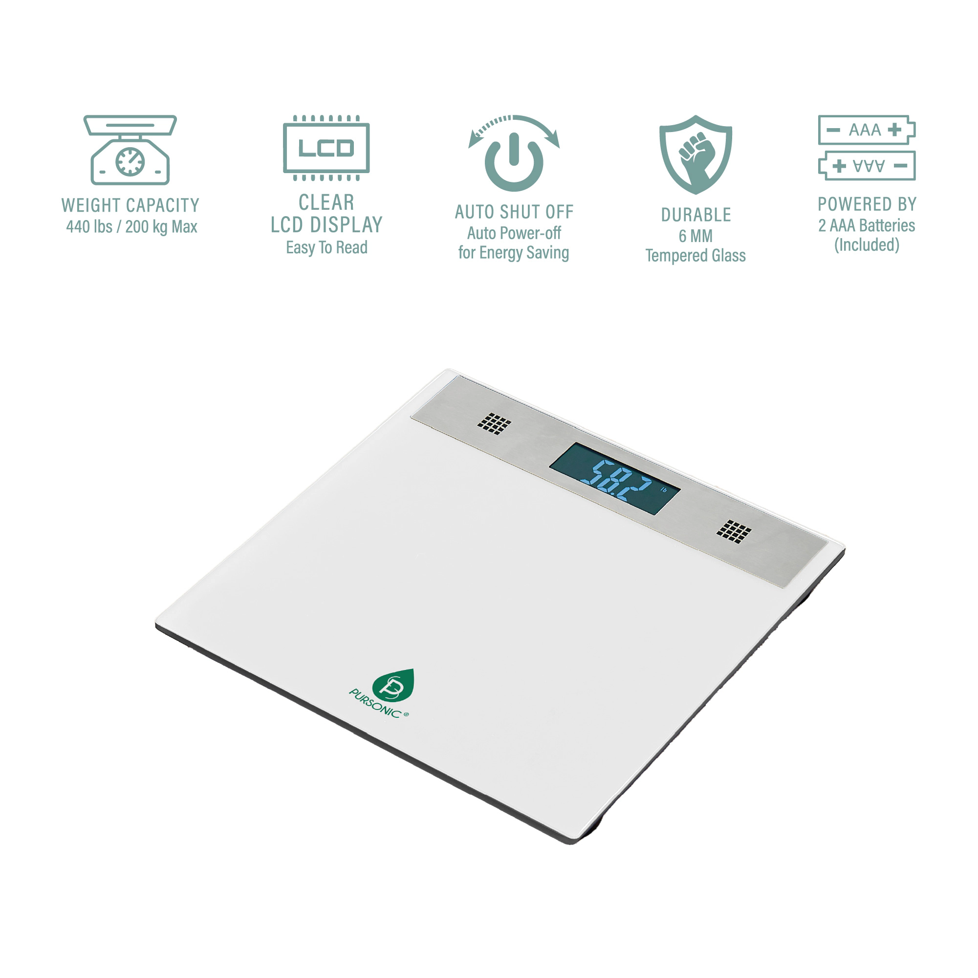 Pursonic Unisex Digital Health & Wellness Bilingual Talking Bathroom Scale