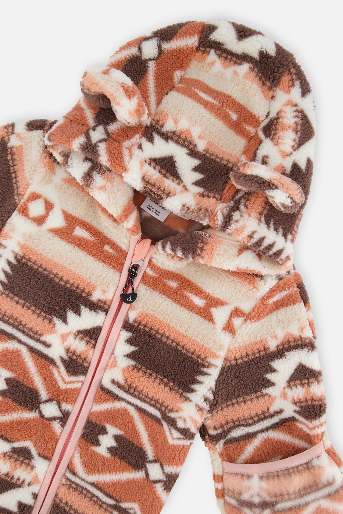 Deux par Girls Animal Ear Hooded Mid-Season Plush One-Piece Outerwear