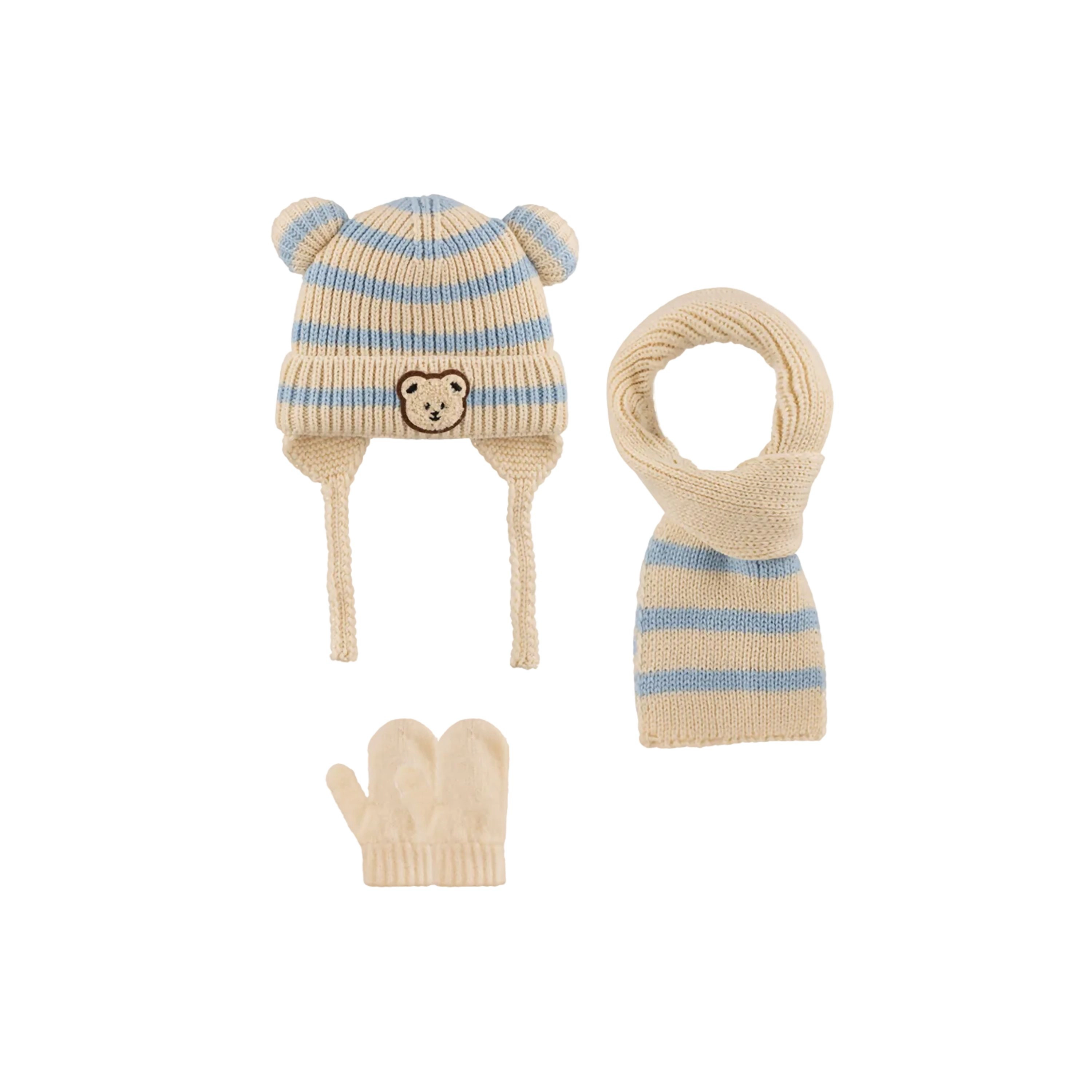 Wear Sierra Infants Boys Knitted Winter Beanie 3 Piece Set