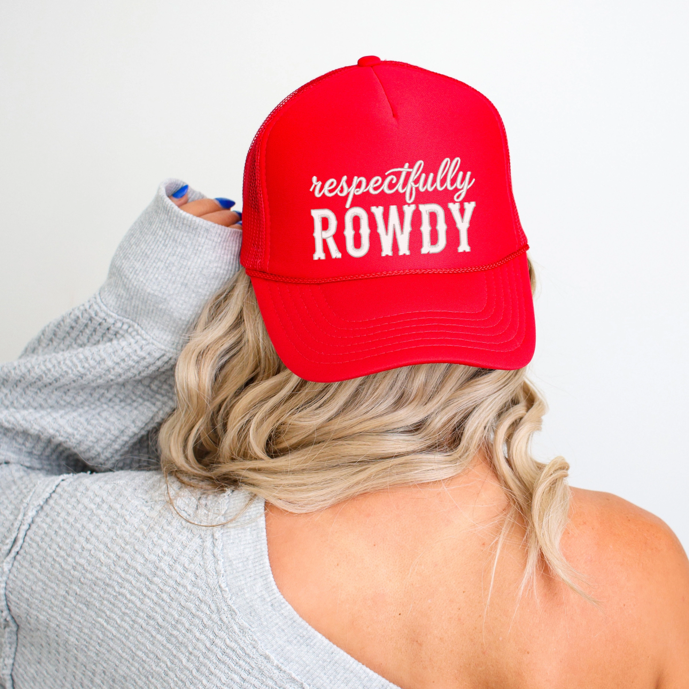 Simply Sage Market - Women's Graphic Foam Trucker Hat - Embroidered Respectfully Rowdy