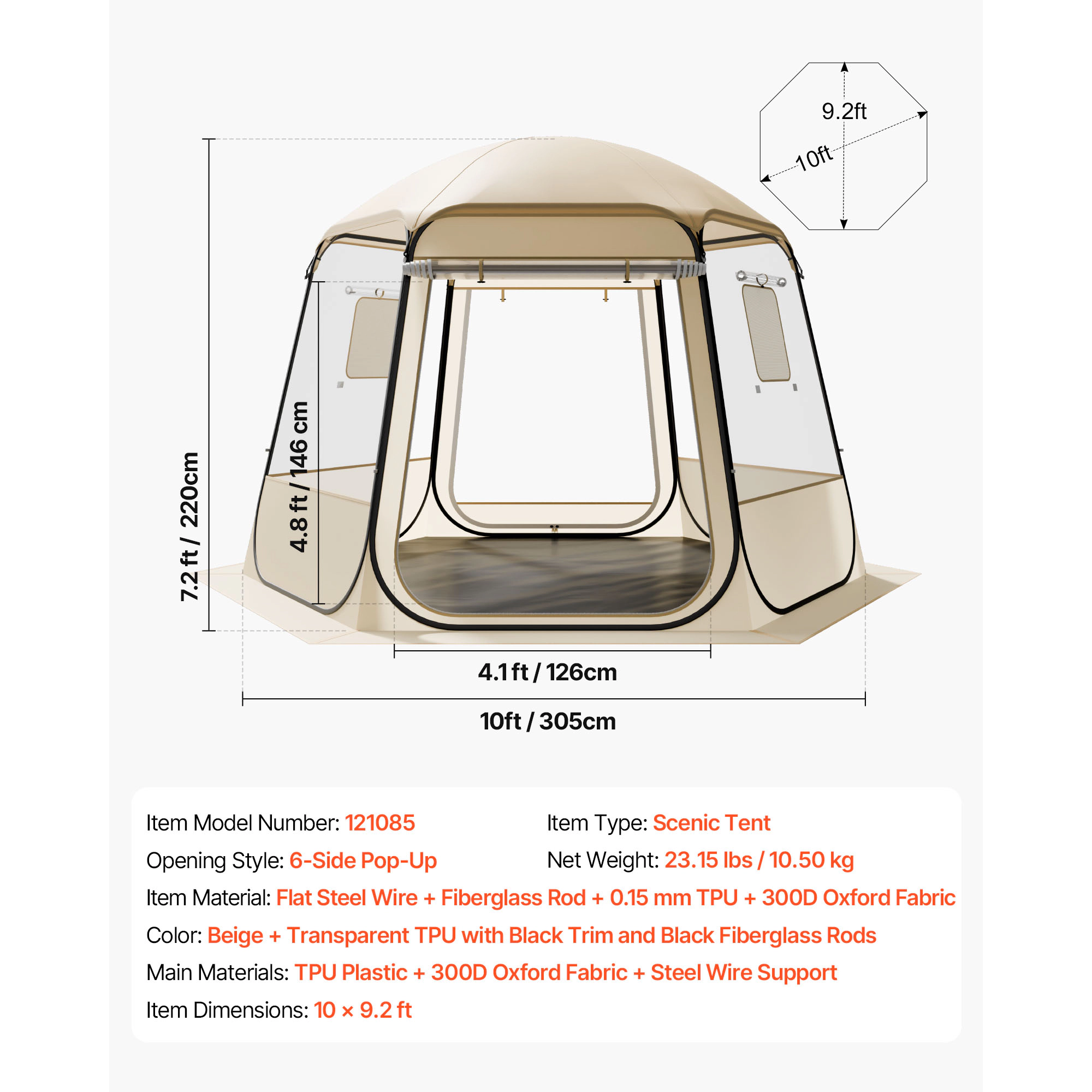HONGGE Pop up Bubble Tent Waterproof & UV-Resistant Clear Camping Tent Shelter Outdoor Garden Dome Igloo Tents with