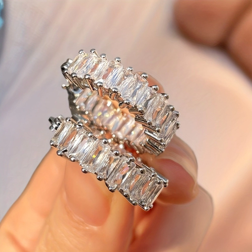 Baguette Cut Cubic Zirconia Huggie Hoop Earring