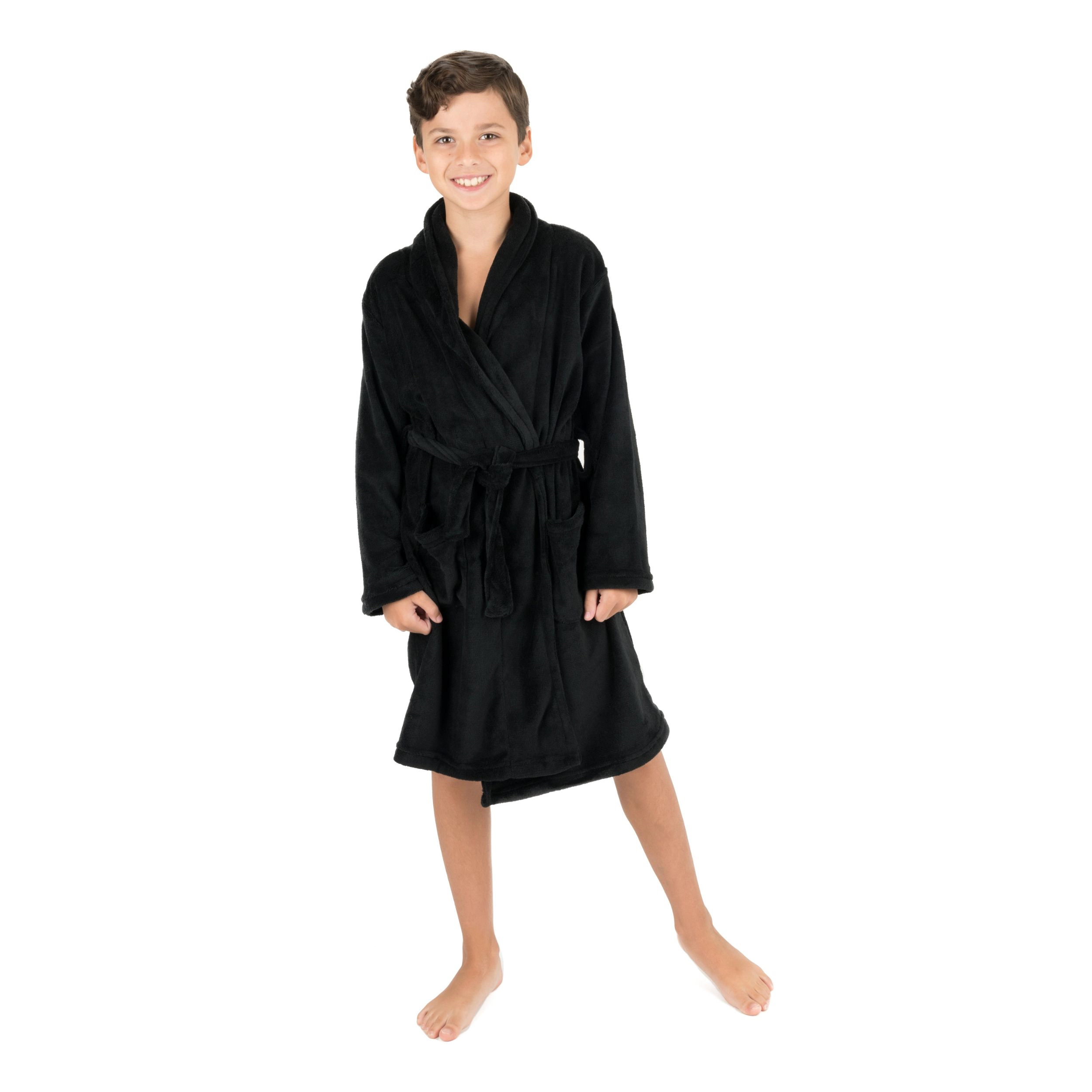 Leveret Kids Solid Fleece Shawl Collar Robe