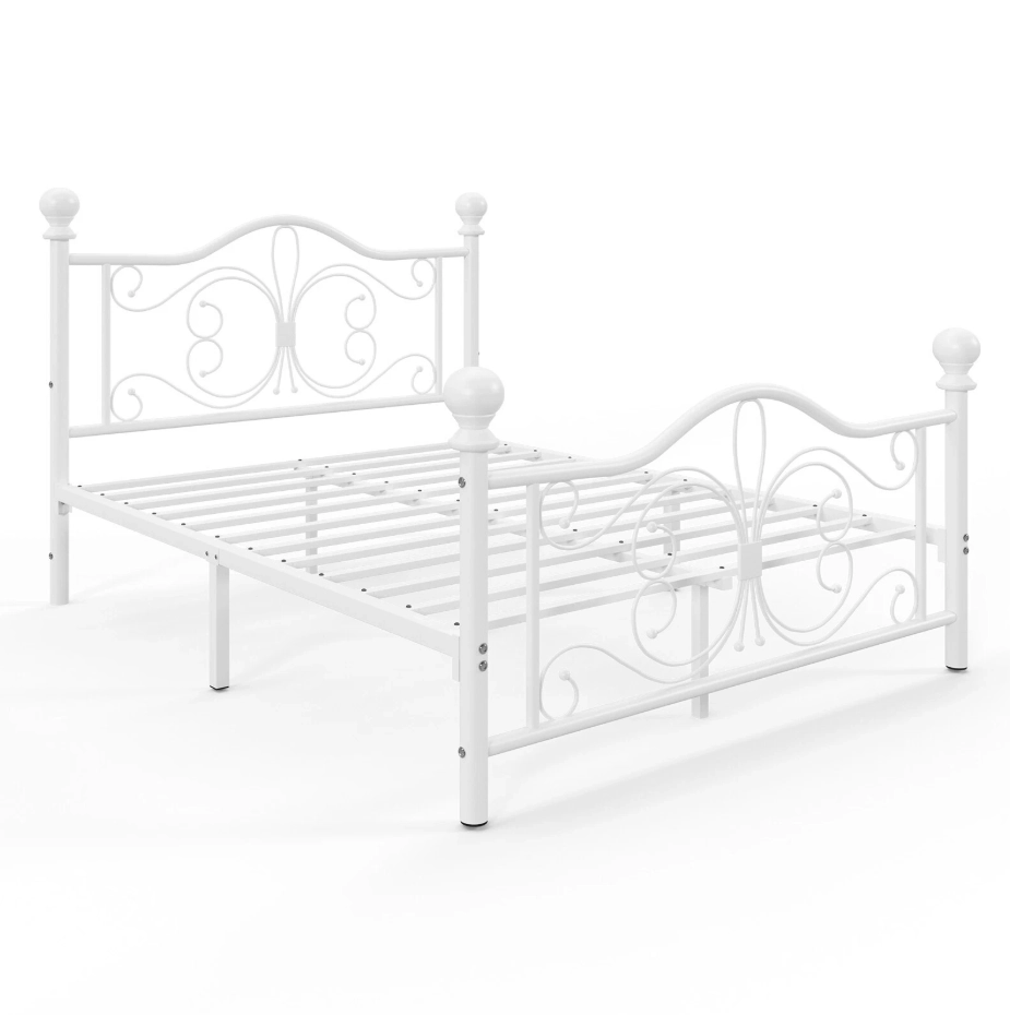 Homelegance Pallina Metal Platform Bed with Headboard and Footboard, White