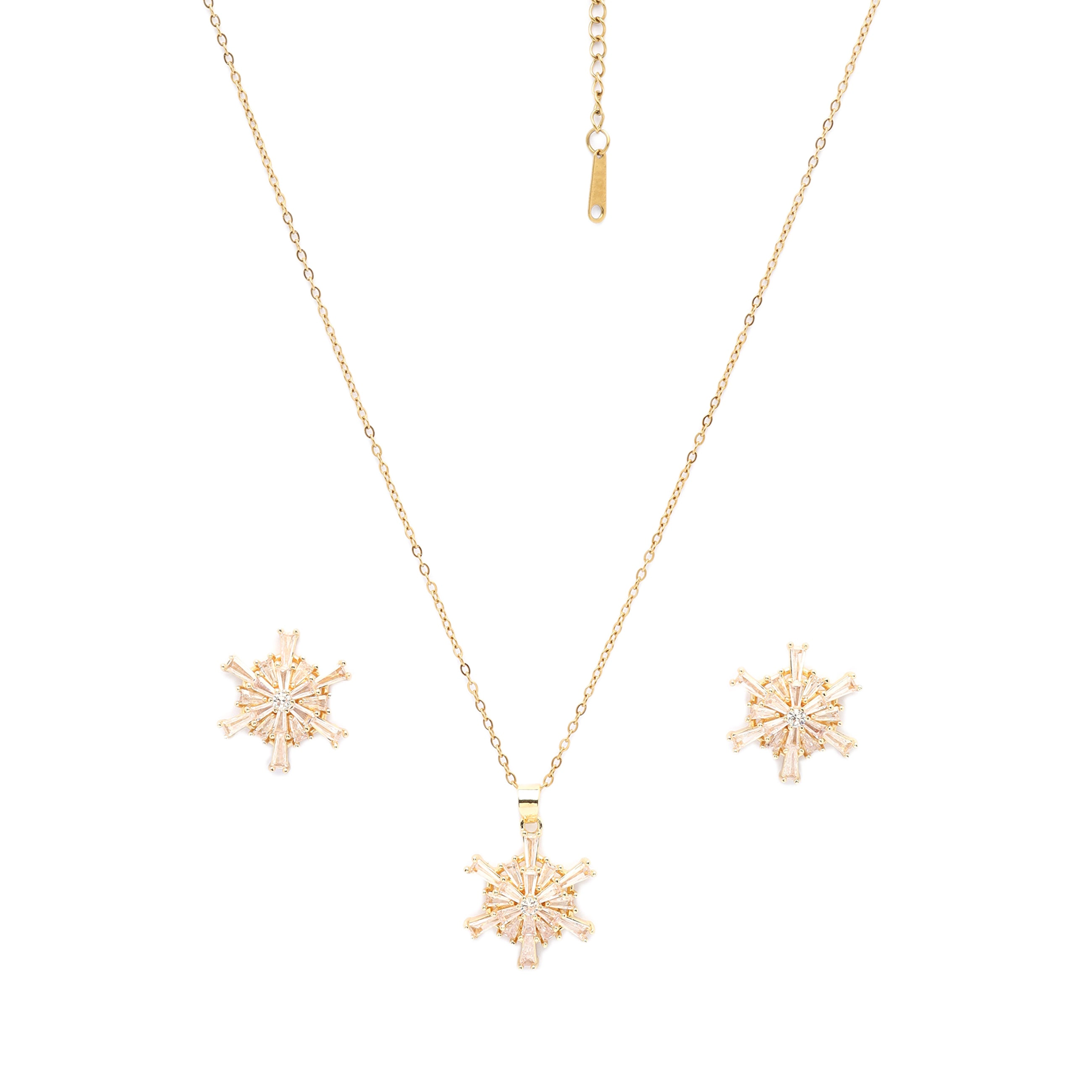 AGP PARIS Golden Stardust Womens Necklace and Earrings Set