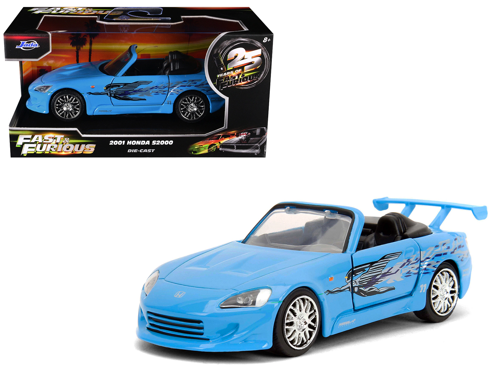 Jada 2001 Honda S2000 Convertible with Graphics "Fast & Furious Remix