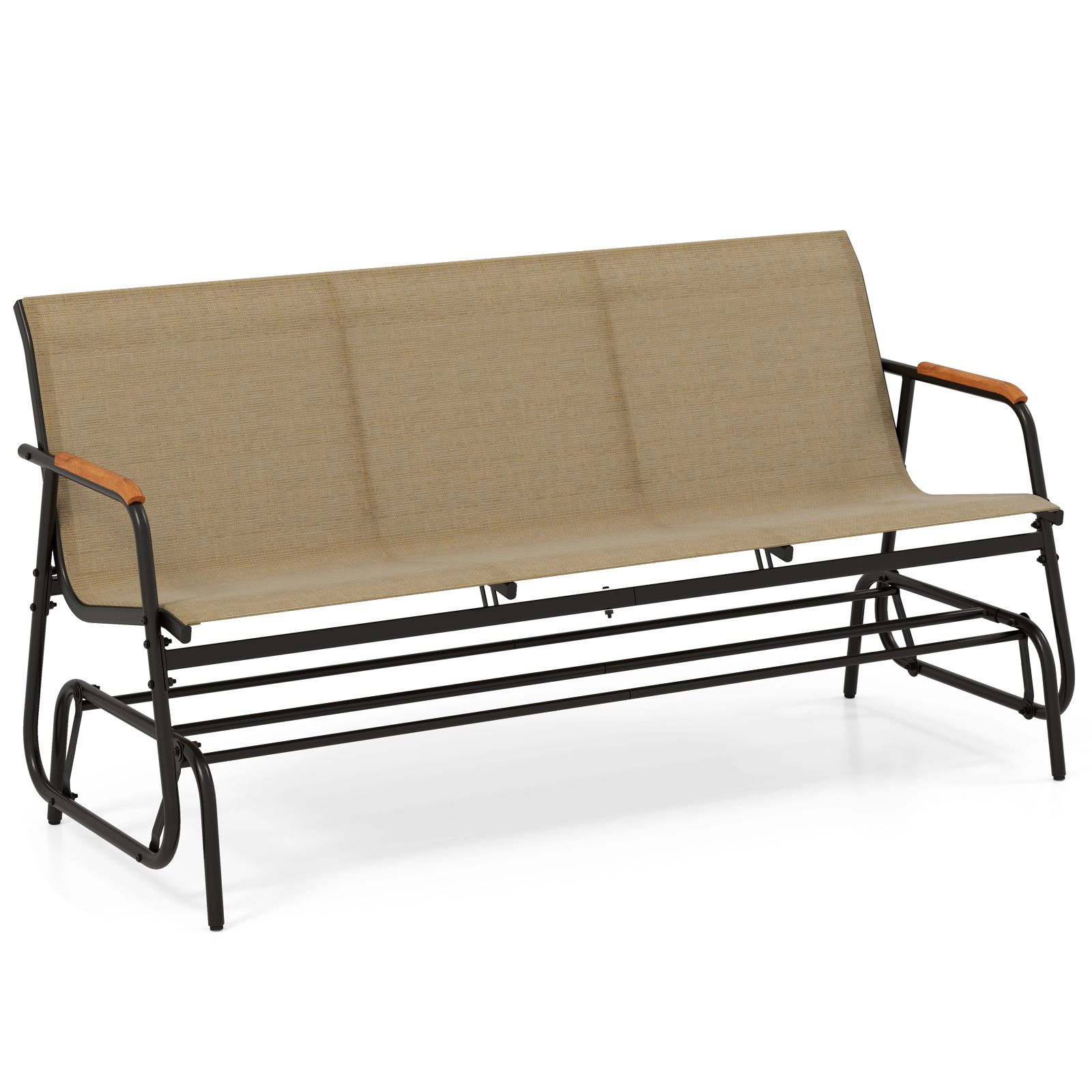 SlickBlue Patio Gliding Loveseat with Comfortable Fabric Seat & Metal Frame