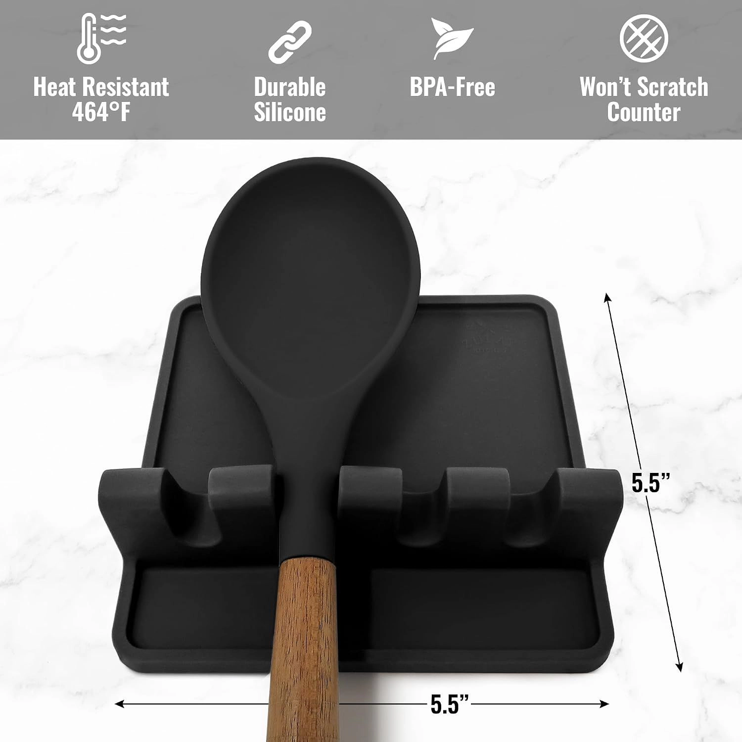 Zulay Kitchen Silicone Utensil Rest with Drip Pad for Multiple Utensils - Heat-Resistant & Spoon Holder Stove Top