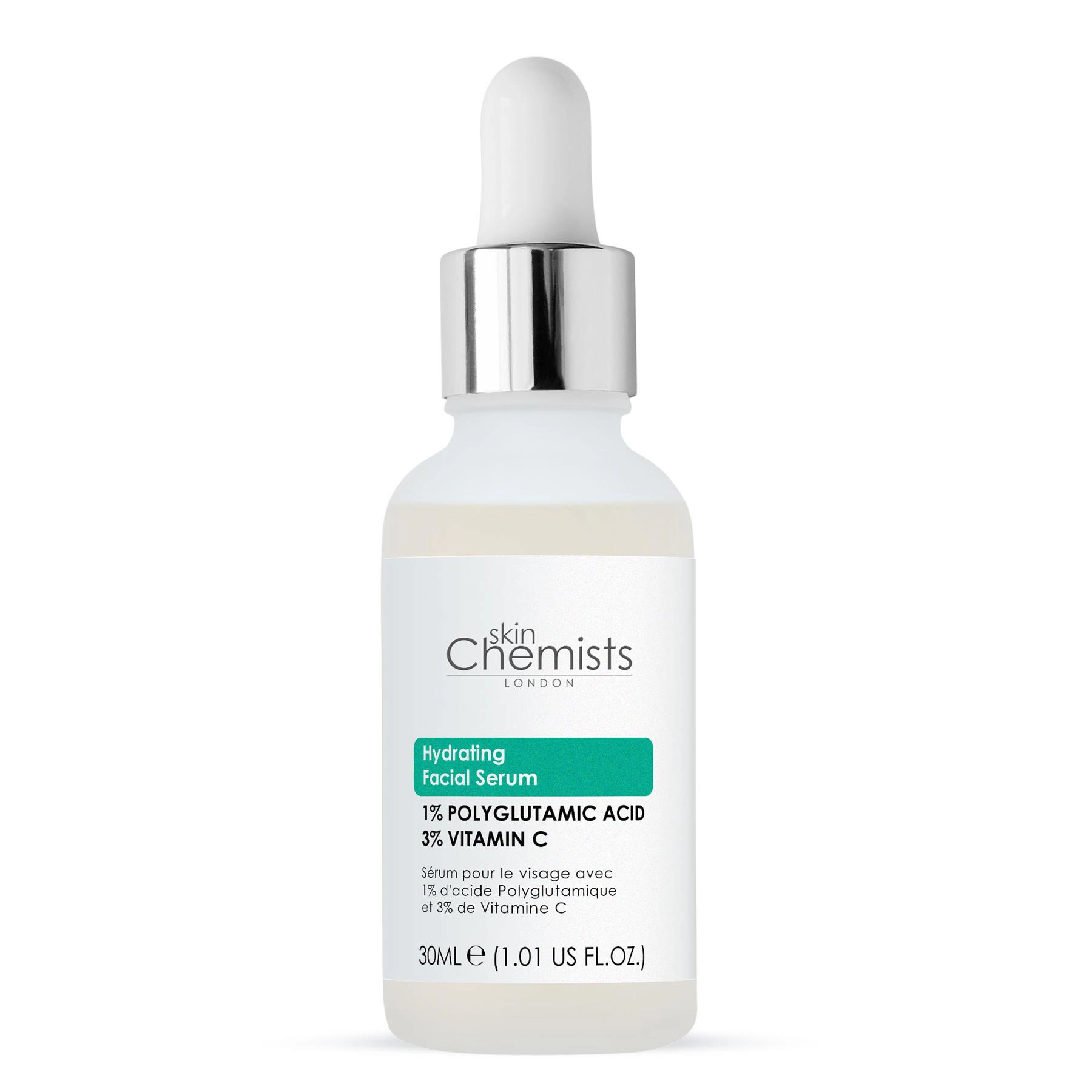 skinChemists Hydrating Polyglutamic Acid 1% Vitamin C 3% Facial Serum 30ml