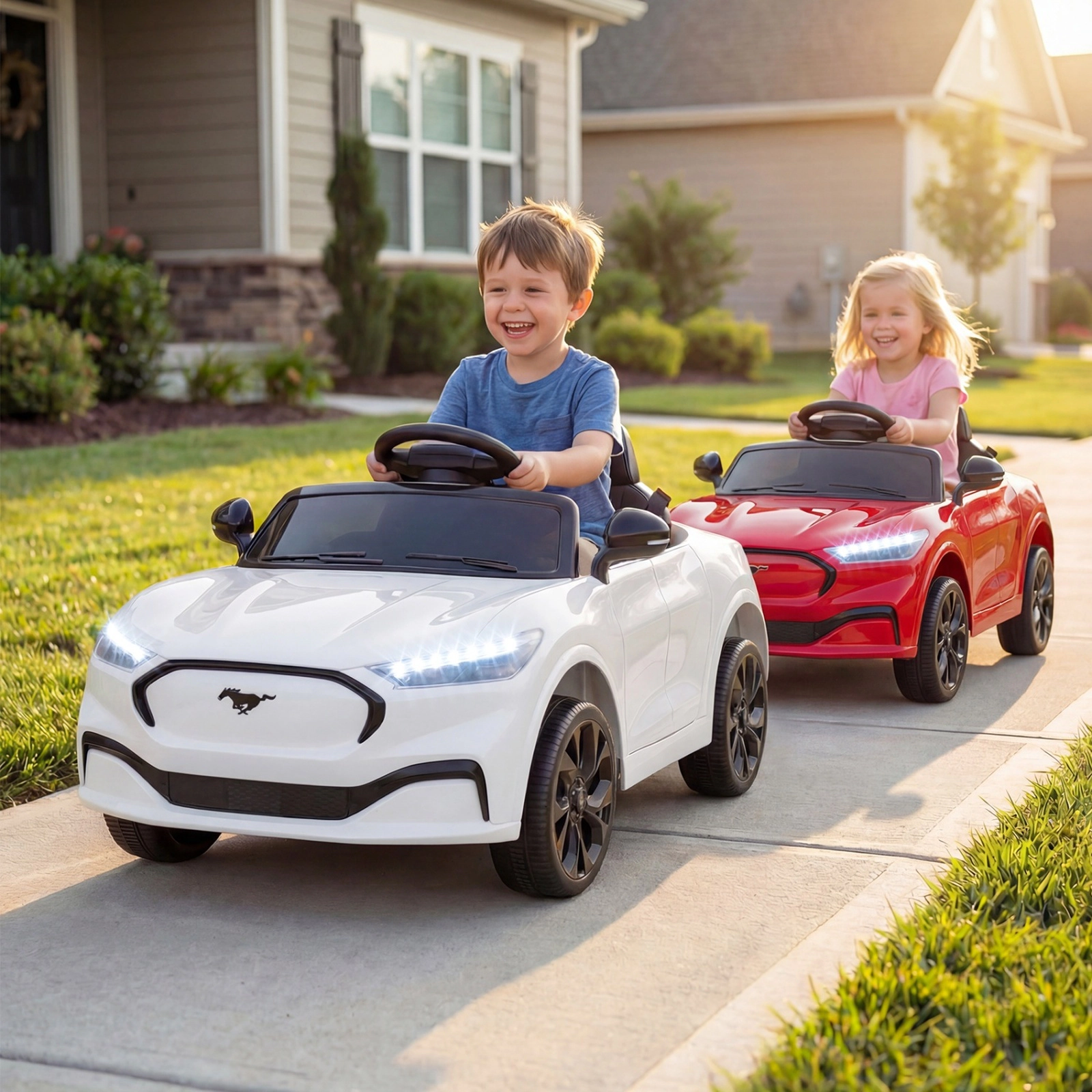 SUGIFT 12V Licensed Ford Mach E Kids Ride On Car with Remote Control 66-lb Seat Capacity Ages 37-96 Months White