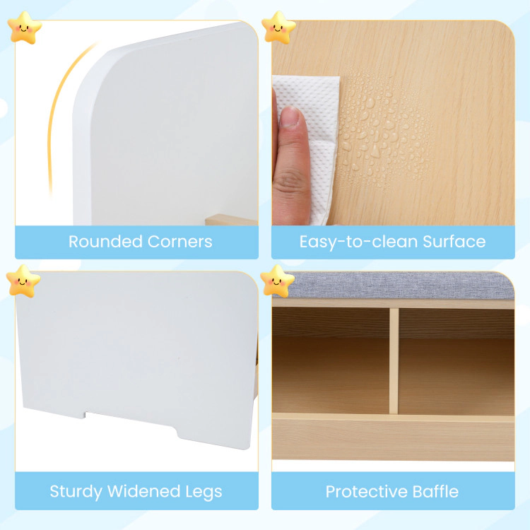 Hivvago Kids Reading Nook with Bench Bookshelf and 2 Cubbies