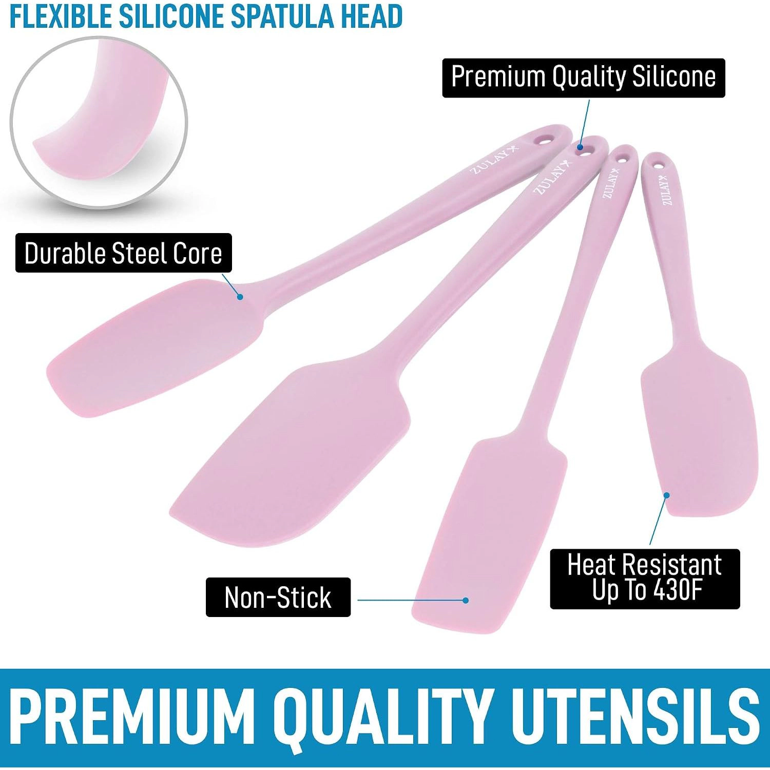 Zulay Kitchen 4pcs Heat Resistant Silicone Spatula Set for Cooking