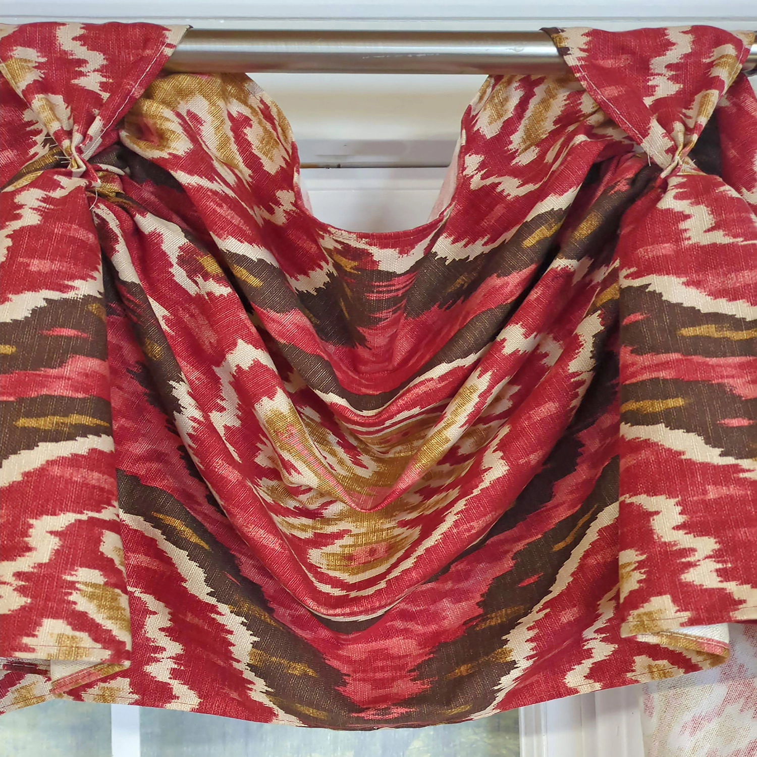 RLF Home Begonia 3-S Victory 100% Cotton Tab Top Swag Window Curtain 54" x 25" Red