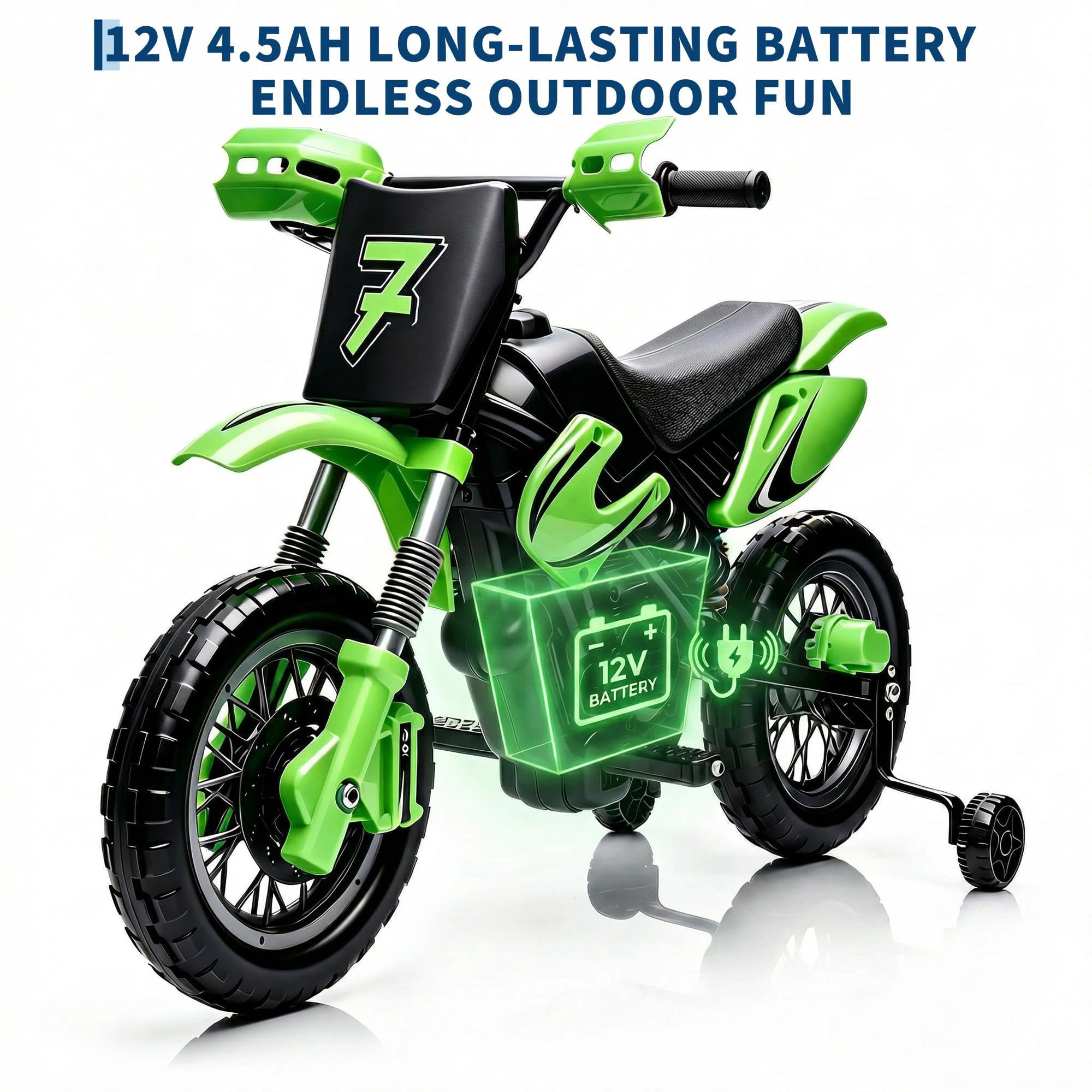 12V Kids Ride On Motorcycle with Dual Motors, 3-Wheel Electric Bike Lights & Sounds for Boys Girls