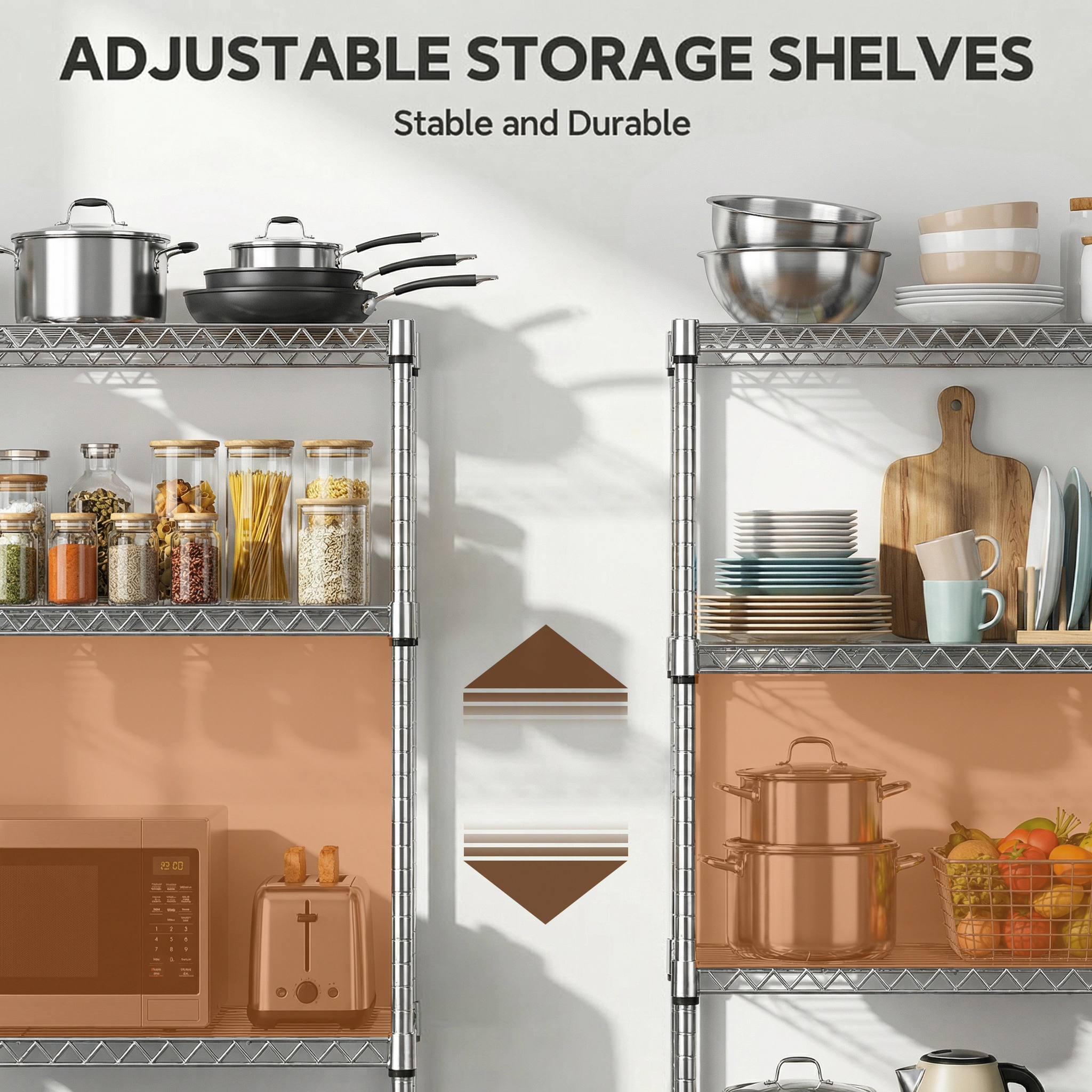 Flynama 6 Tier Wire Shelving 2100LBS 82.4H x 47.3W x 17.7D in Adjustable Heavy Duty Metal Garage Storage Rack in Chrome