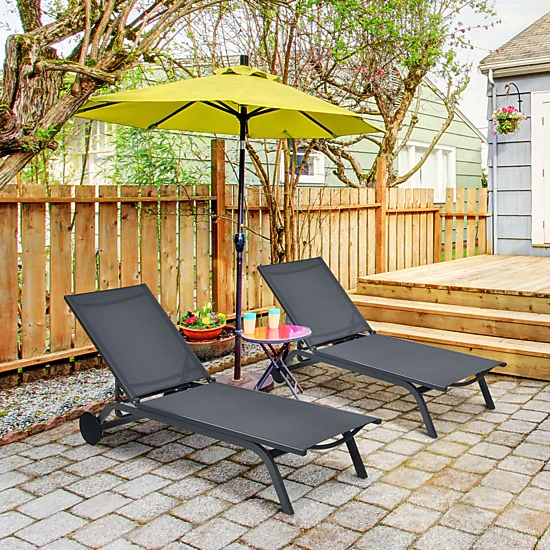 LJG 6-Position Adjustable Fabric Outdoor Patio Recliner Chair