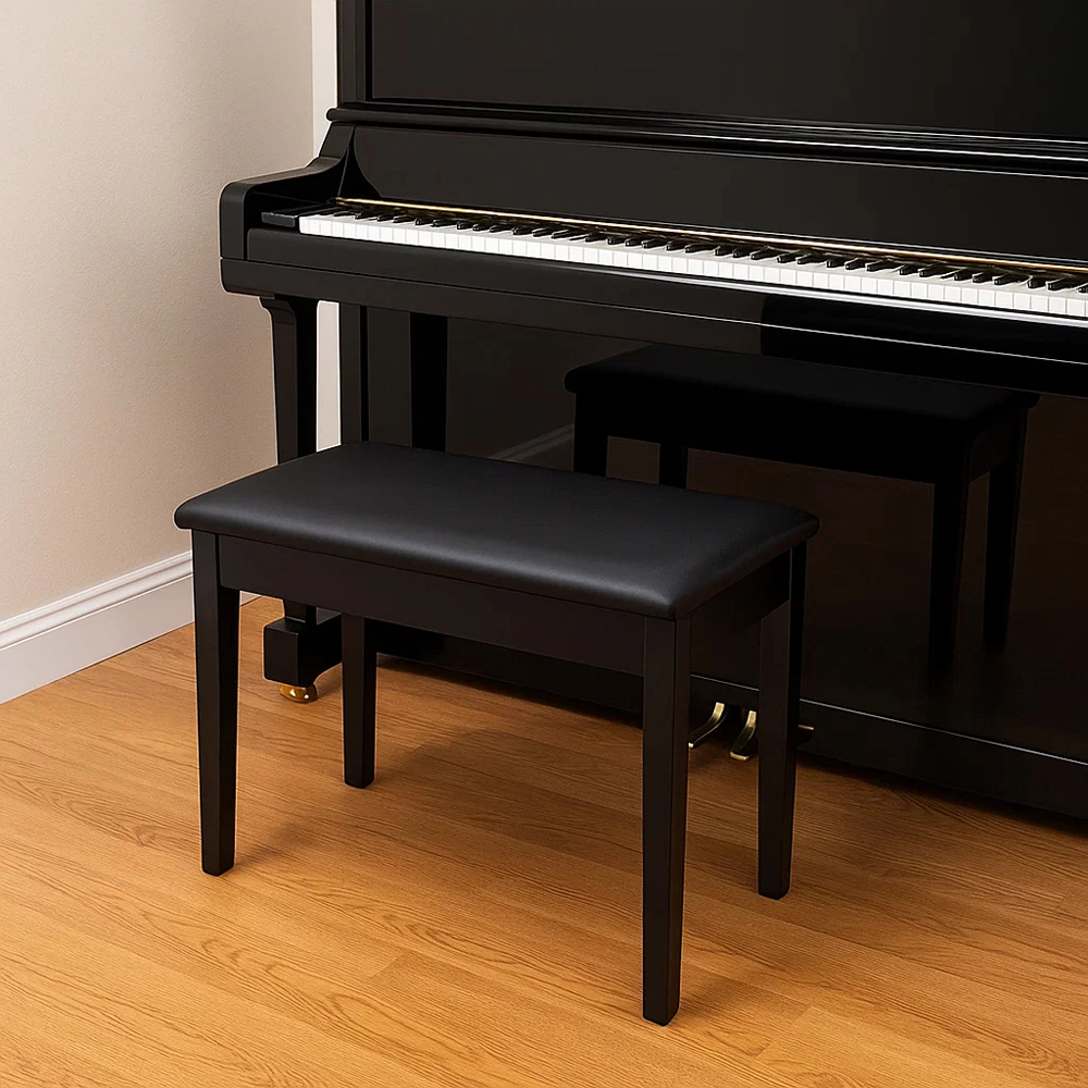 Hivvago PU Leather Upholstered Piano Bench with Solid Wood Frame and Padded Seat