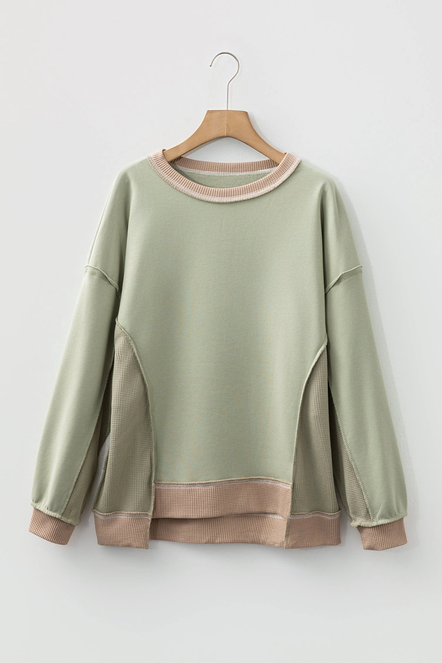 Threaded Pear Women's Maelynn Waffle Patchwork Oversize Sweatshirt