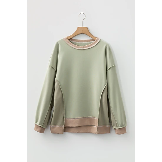 Threaded Pear Women's Maelynn Waffle Patchwork Oversize Sweatshirt