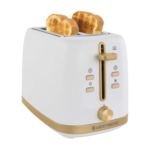 WEST BEND 2-Slice Toaster White and Gold