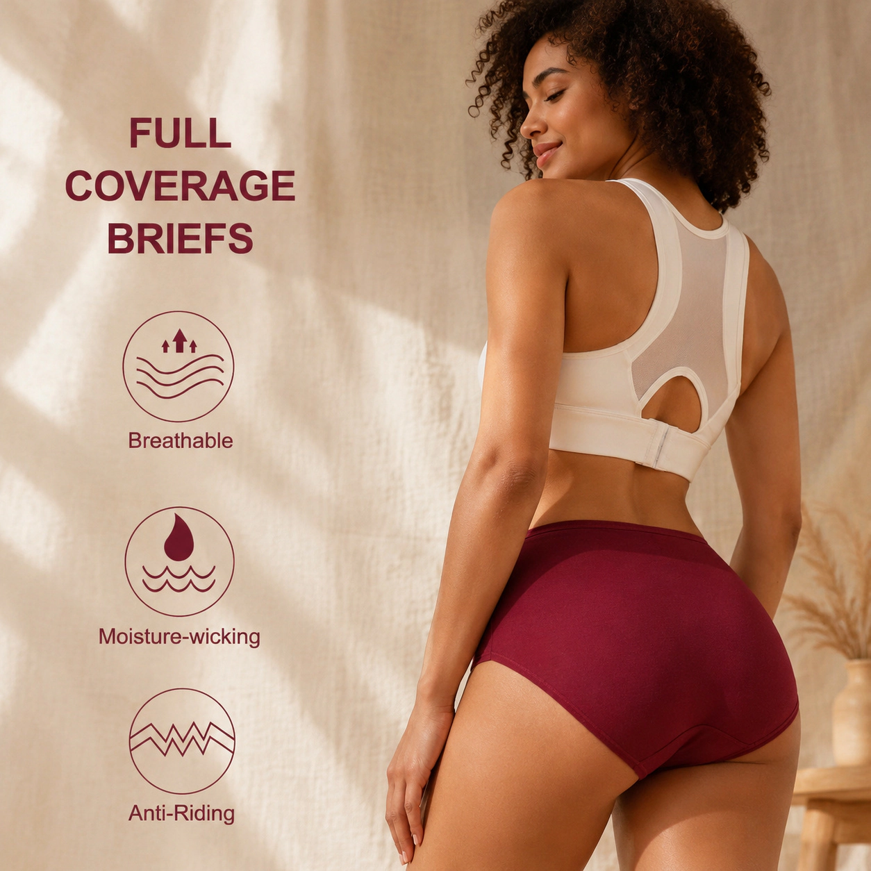WZK Womens 5-Pack High Waisted Soft Cotton Underwear