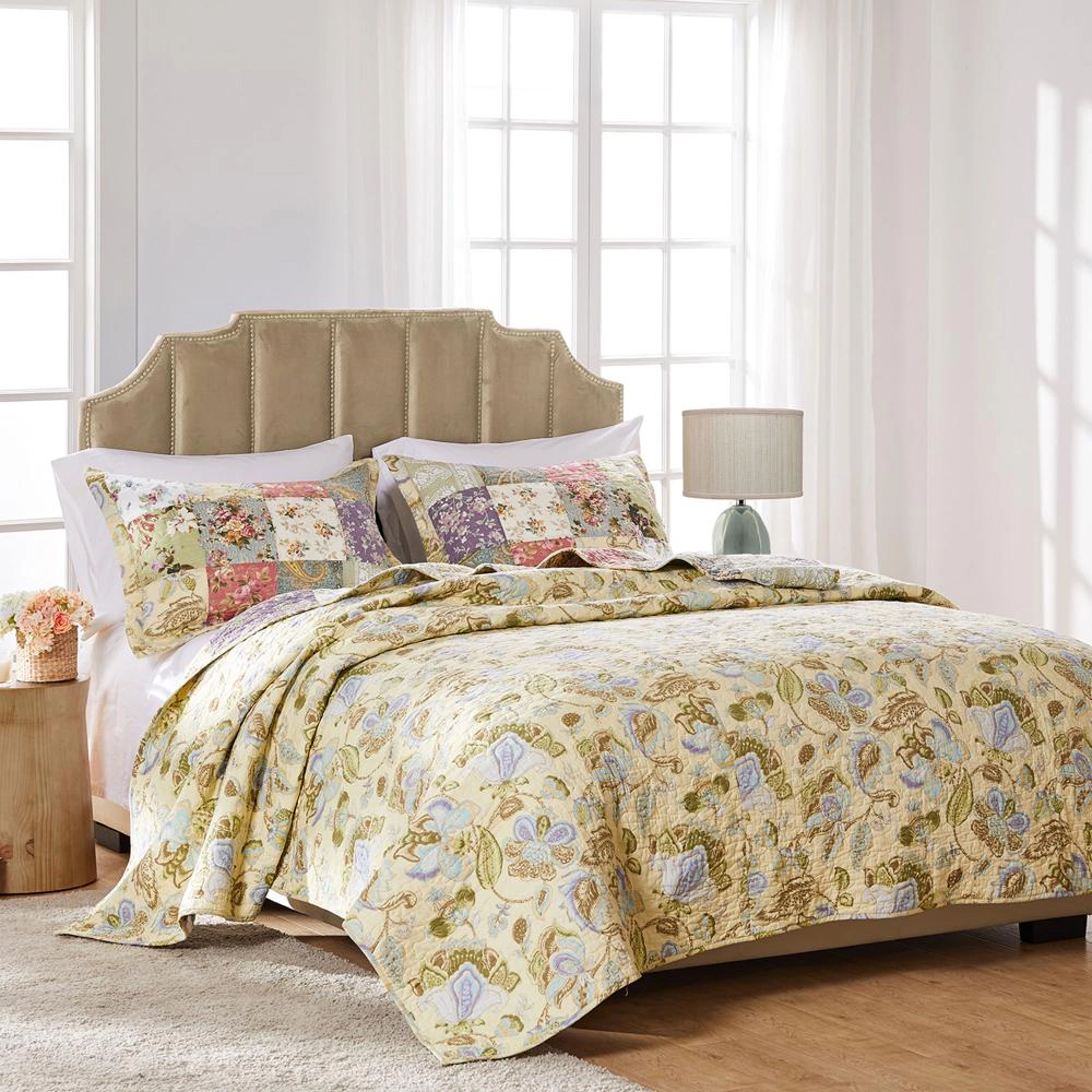 Greenland Home Fashion Blooming Prairie Quilt And Sham Bonus Set 5 Piece