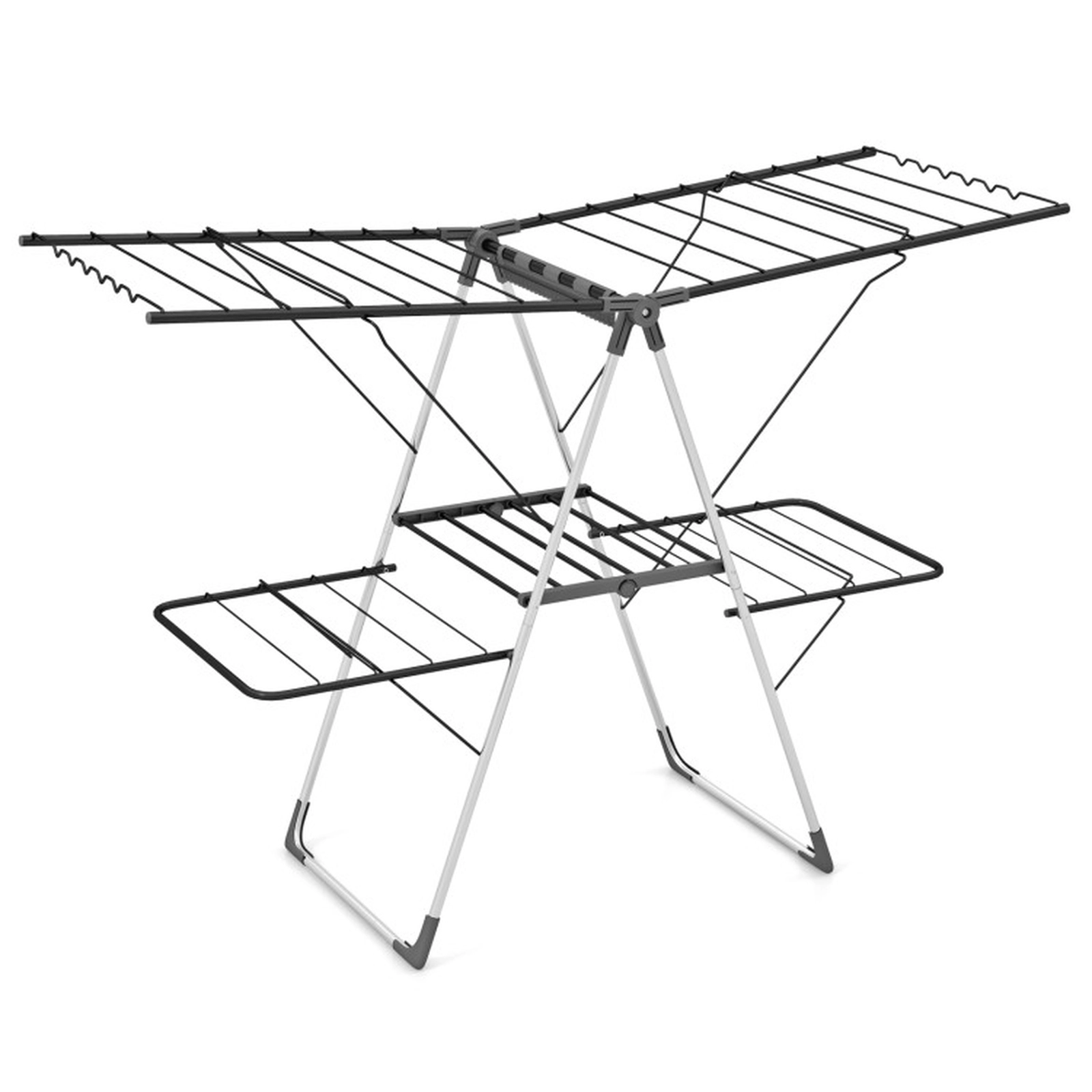 SUGIFT 2-Tier 33 Drying Rails 5-Position Gullwings Folding Laundry Rack 55.5-in Long 77-lb Capacity Silver