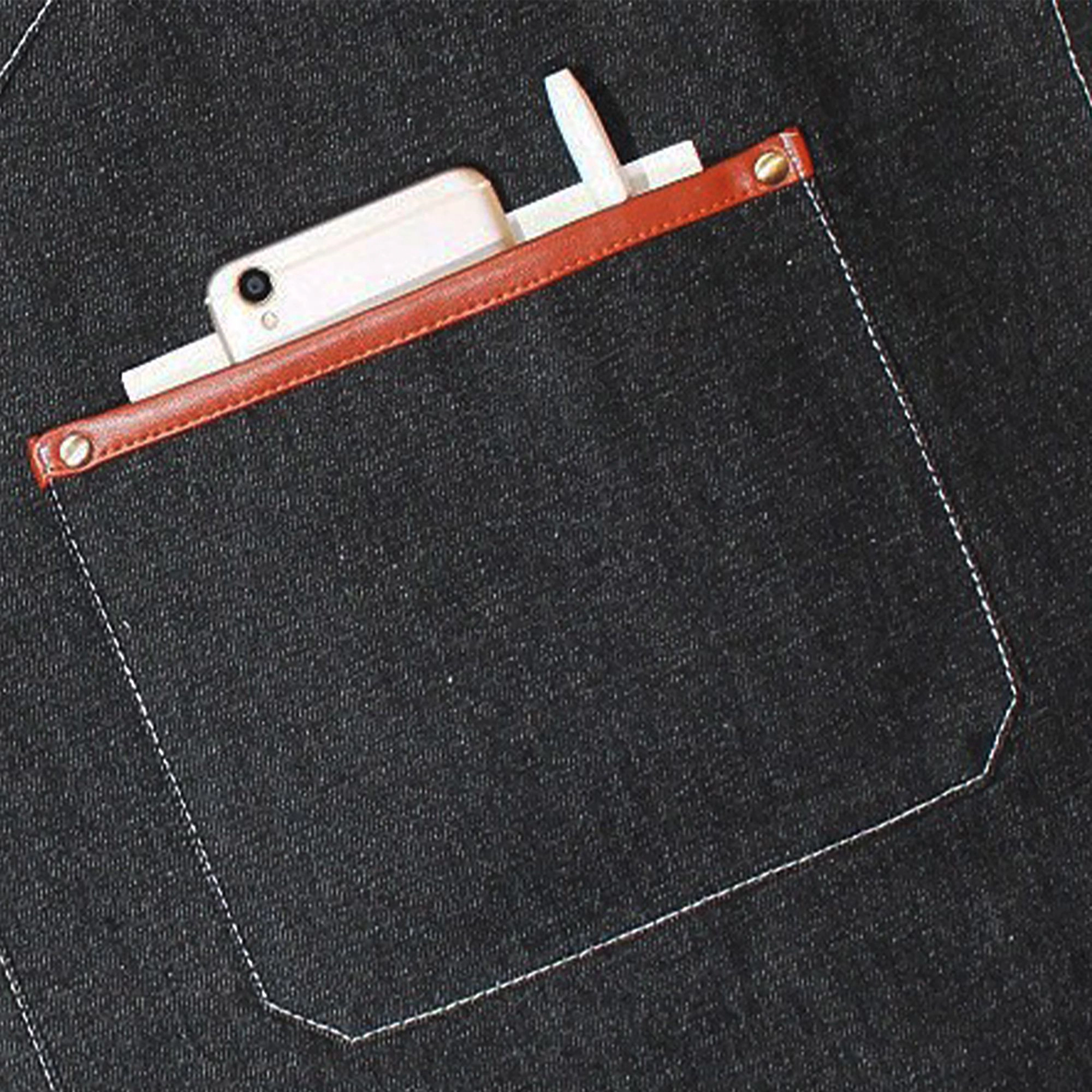 Alilang Unisex Denim Work Apron with Multi Pocket Utility Full Coverage for Kitchen Studio Workshop and Home