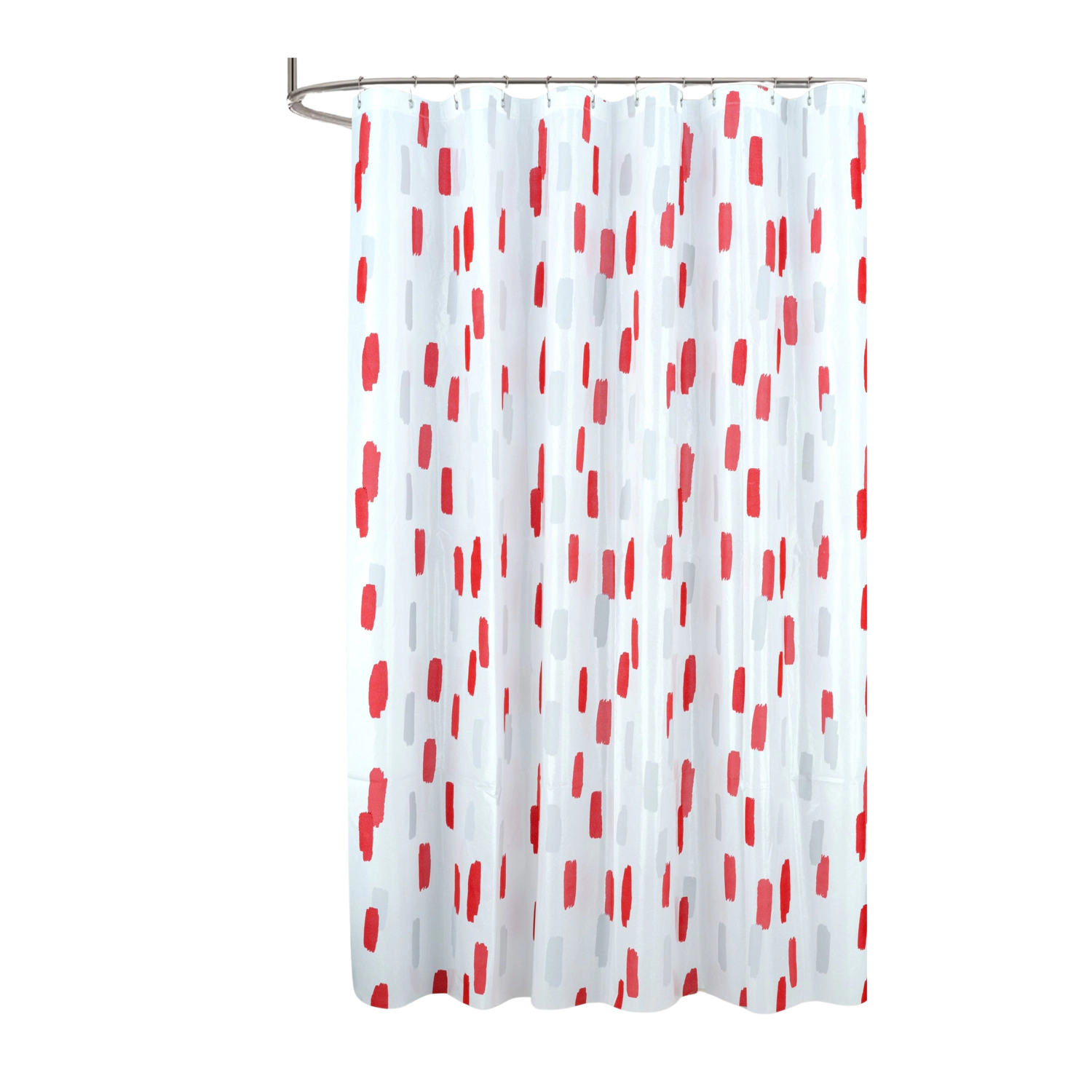 RT Designers Collection 90 GSM Printed Peva Glit Brush Stroke Shower Curtain 70" x 72" Red