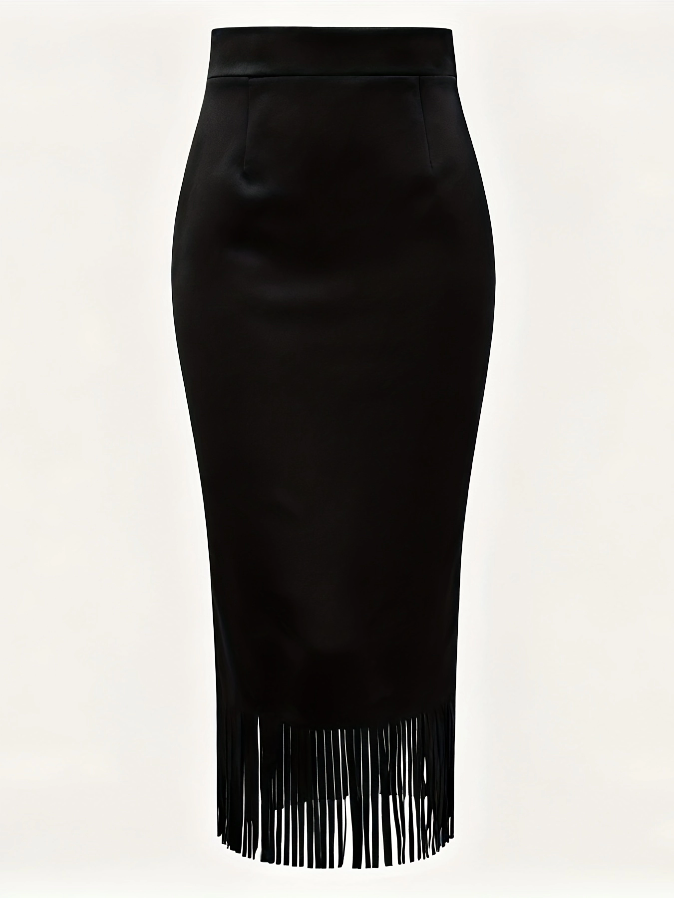 BLUEMING Womens Fringe Trim Faux Suede Skirt Boho High Waisted Pencil Dressy Fall Winter Midi Long Skirt Vacation Street